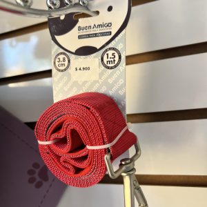 CORREA PARA MASCOTA COLOR ROJO 1.5MT